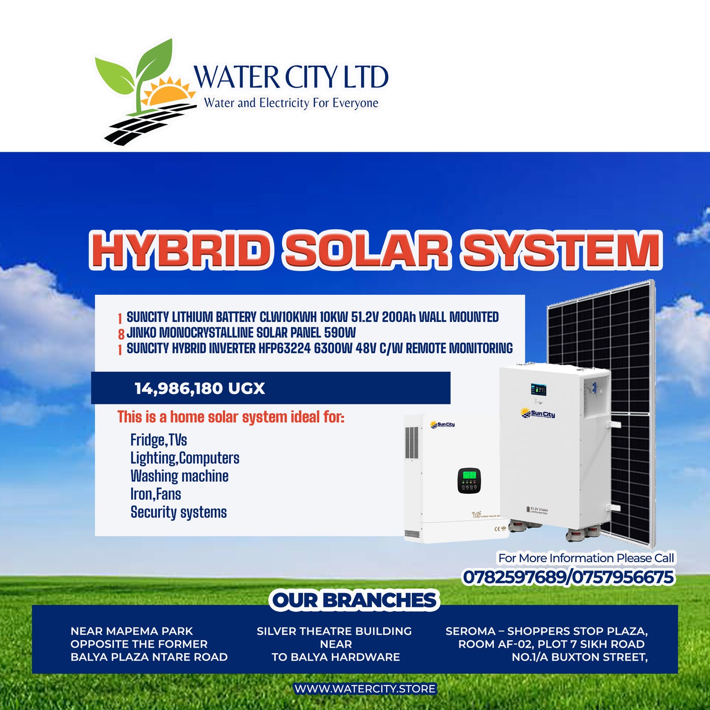 HYBRID SOLAR SYSTEM KIT INCLUSIVE OF 8 PC 590W, 1 PC 6.3KVA INVERTER AND 1 PC 10KWH 200AH BATTERY