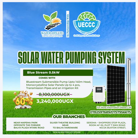 SOLAR WATER PUMPING BLUESTREAM 0.5KW, 140M MAX HEAD KIT WITH UPTO 60% UECCC SUBSIDY SUPPORT