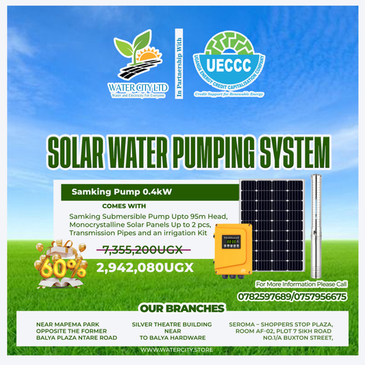 SOLAR WATER PUMPING SAMKING 0.4KW, 95M MAX HEAD KIT WITH UPTO 60% UECCC SUBSIDY SUPPORT